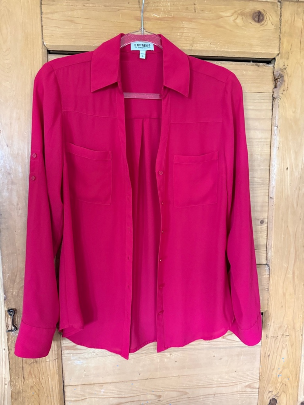 Express Bright Fuchsia Button-Down Shirt small Portofino shirt